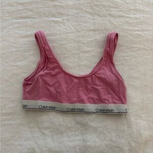 Calvin Klein Pink Cotton Logo Band Bralette